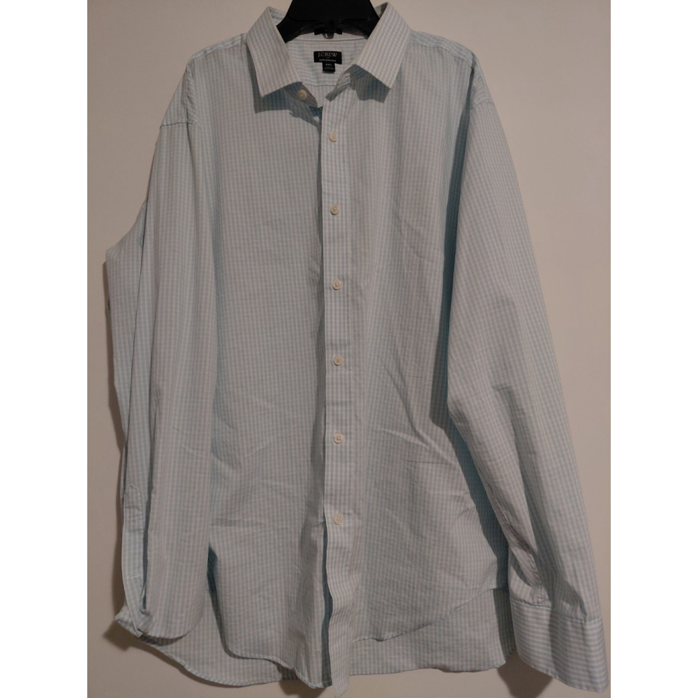 J.CREW Performance XXL Light Blue Plaid Button Up Long Sleeve Shirt Men's 2XL
